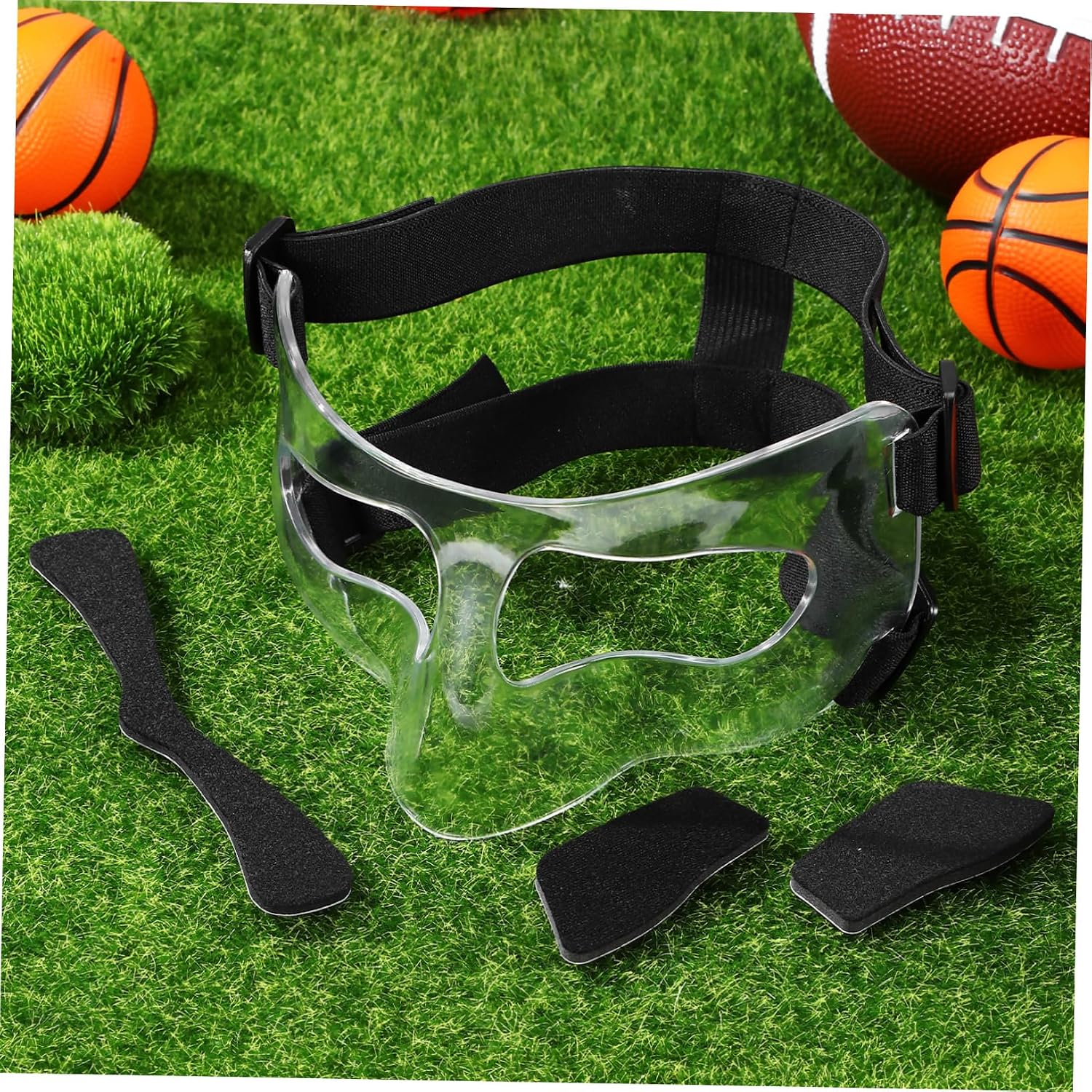 POPETPOP Adjustable Face Guard Sports Nose Guard Clear Protective Facial Mask for Basketball Soccer Baseball Lightweight and Durable with Versatile Fit for Youth and Adults