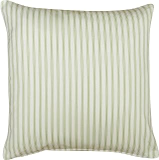 Linen Loft Nautical Cotton Ticking Stripe Cushion Cover. Nature Inspired Sage Green and Bright White Stripe Design. 17x17 Cushion Cover Only