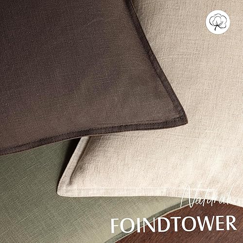 Miniatura 4 de Foindtower - Paquete de 2 fundas de cojín decorativas de lino unicolor, fundas de almohada de acento suave, estilo bohemio, rústico y neutral, para