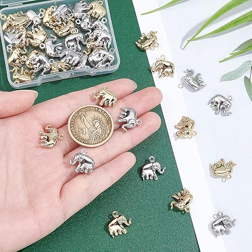 Miniatura 2 de UNICRAFTALE Colgantes de elefante 201 dijes de acero inoxidable colgantes de animales de metal para bricolaje collar joyería fabricación, Acero