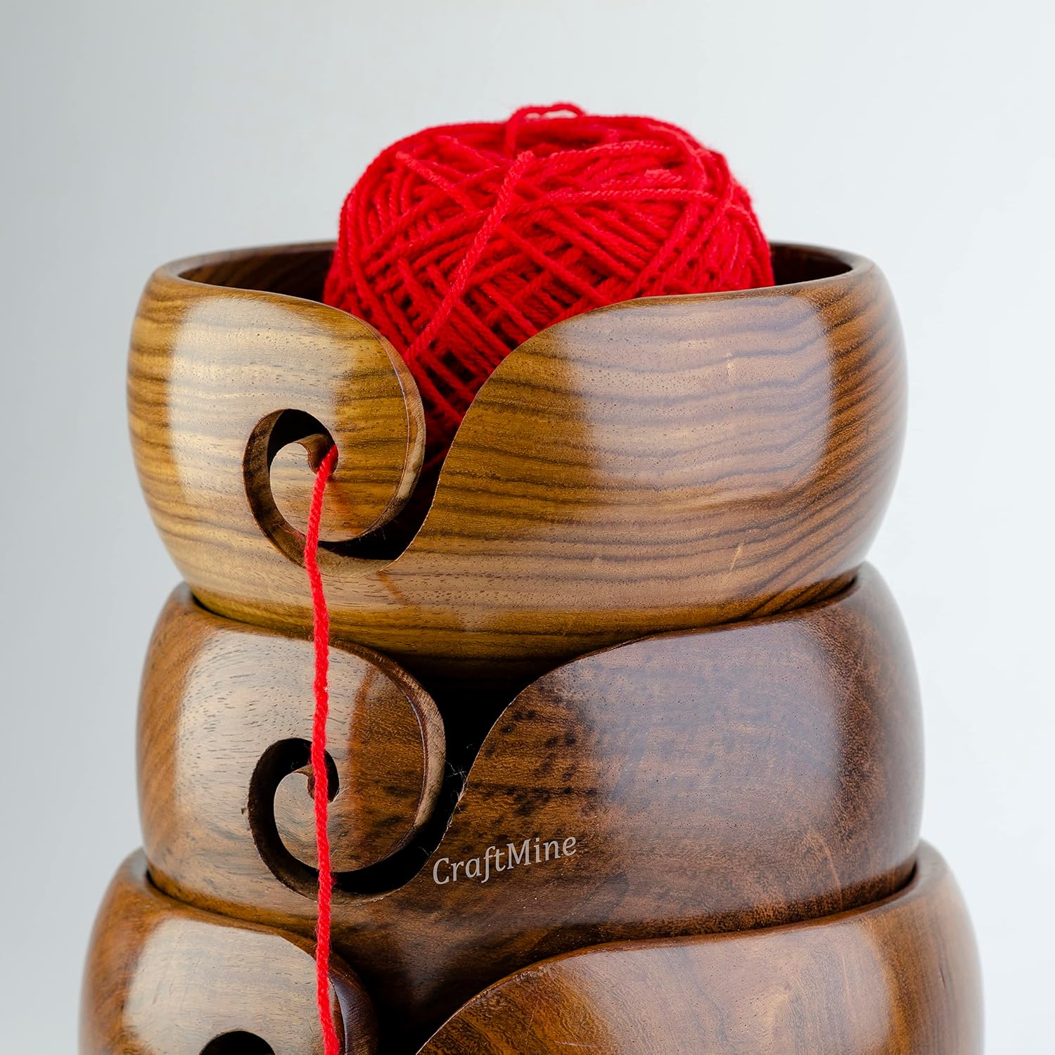 Rosewood Yarn Bowl | Yarn Storage Bowl | Knitting Crochet Accessories Kit Organizer, Perfect for Mother's Day and Christmas Gift (Large)