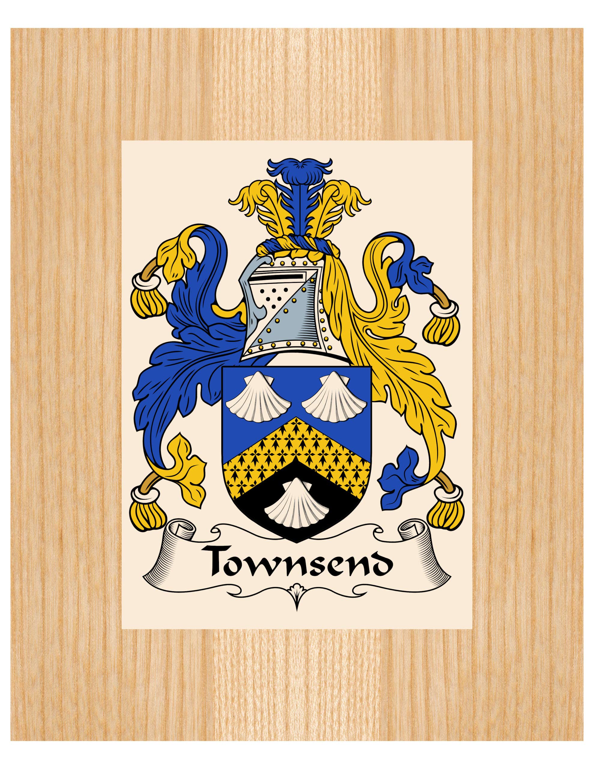 Carpe Diem Designs Townsend Coat of Arms/Townsend Family Crest 8X10 Photo Plaque, Wedding/Personalized Gift