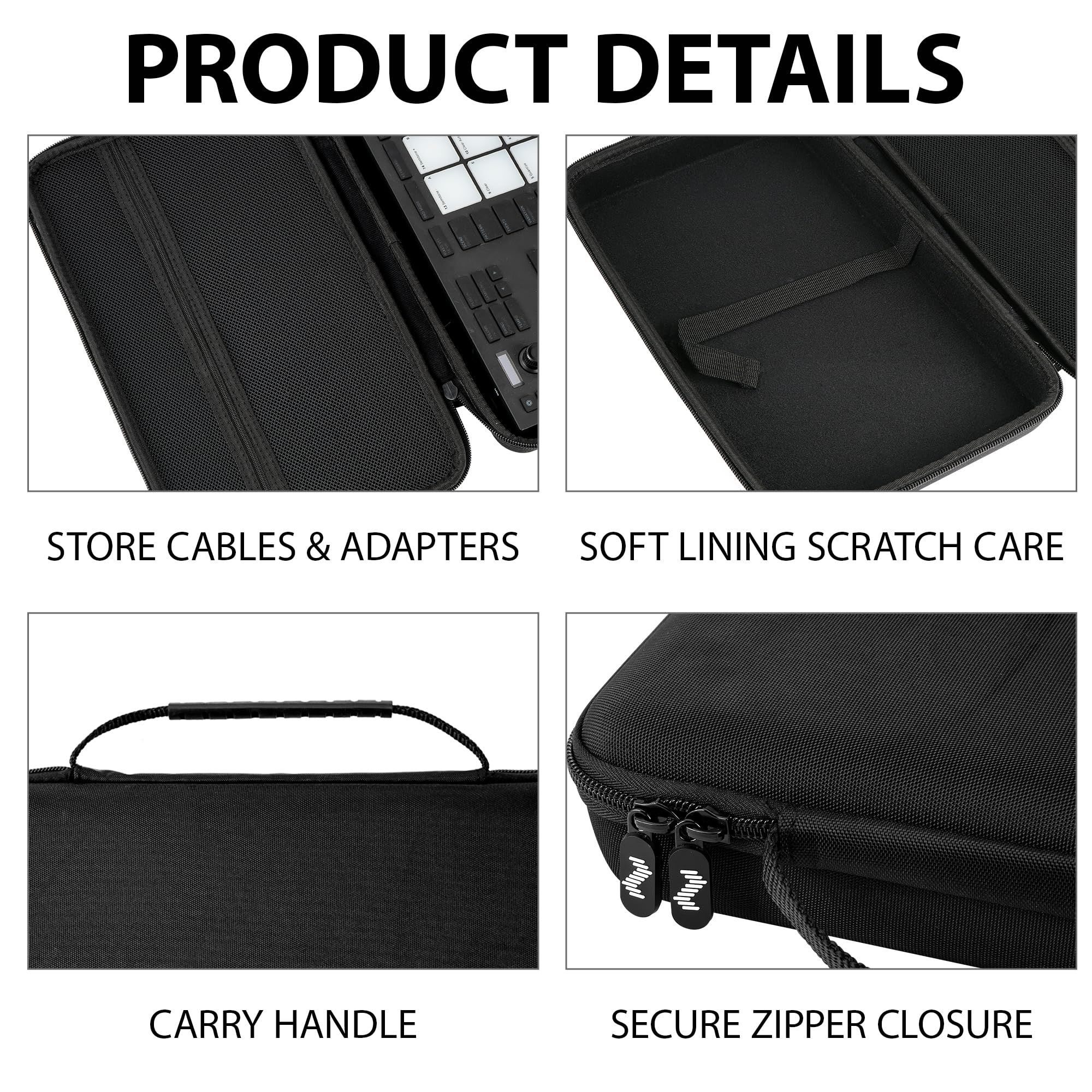 Musiin Custodia da viaggio rigida in velluto di alta qualità compatibile con la custodia Native Instruments Maschine Mikro MK3, controller per batteria e dispositivo analogico.