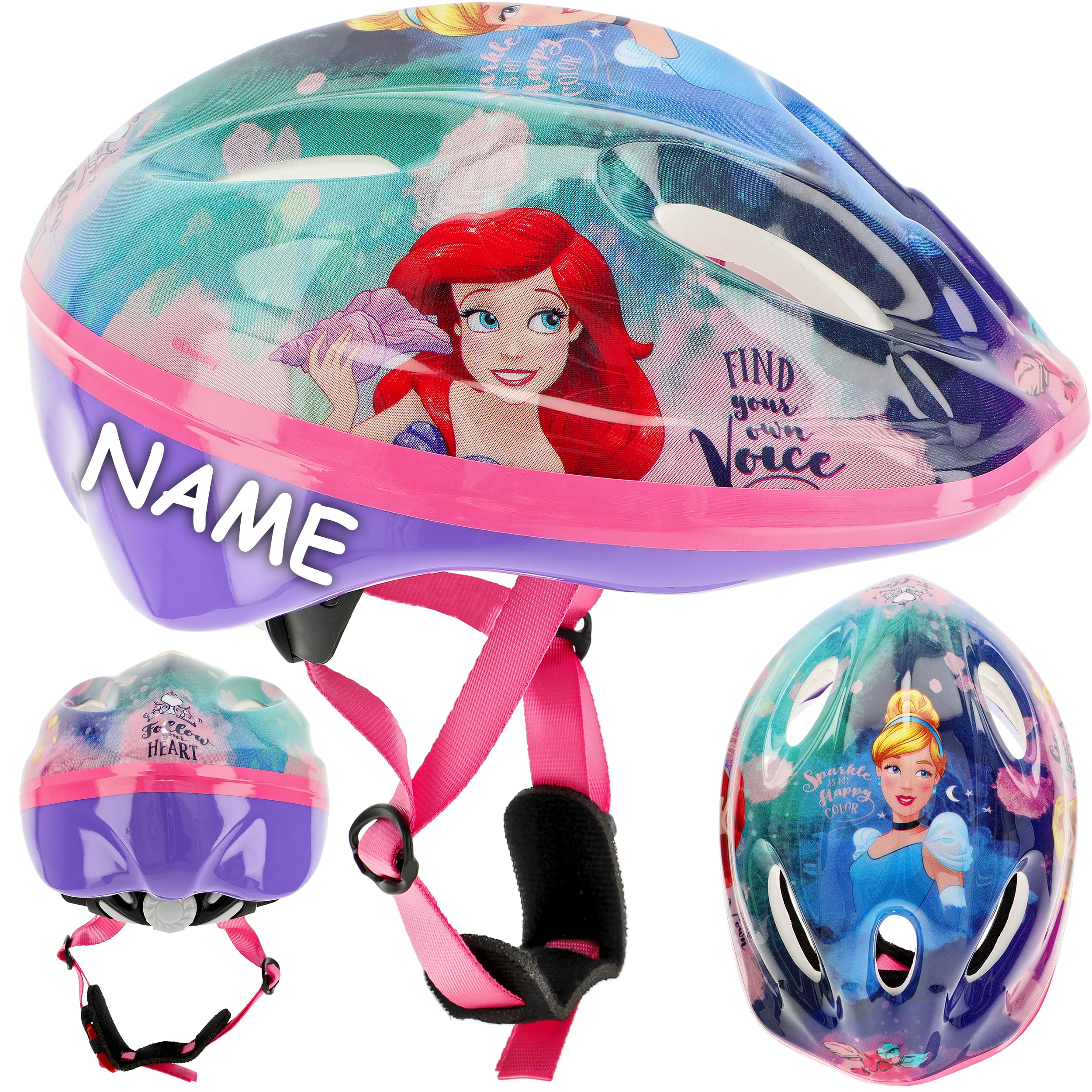 alles-meine.de GmbH Kinderhelm - Prinzessin - Gr. 52-56 incl. Namen - Verstellbarer Helm - für Kinder Mädchen pink rosa Katze/Fahrradhelm Schutz