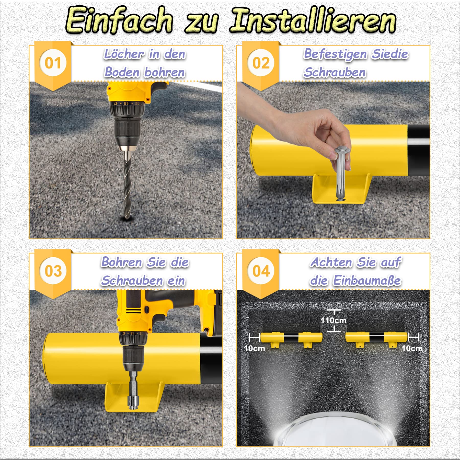 Froadp 2 topes de rueda para aparcamiento de coche, de acero engrosado, con 8 tornillos de expansión, accesorios de coche, tope de garaje para aparcamiento y garajes