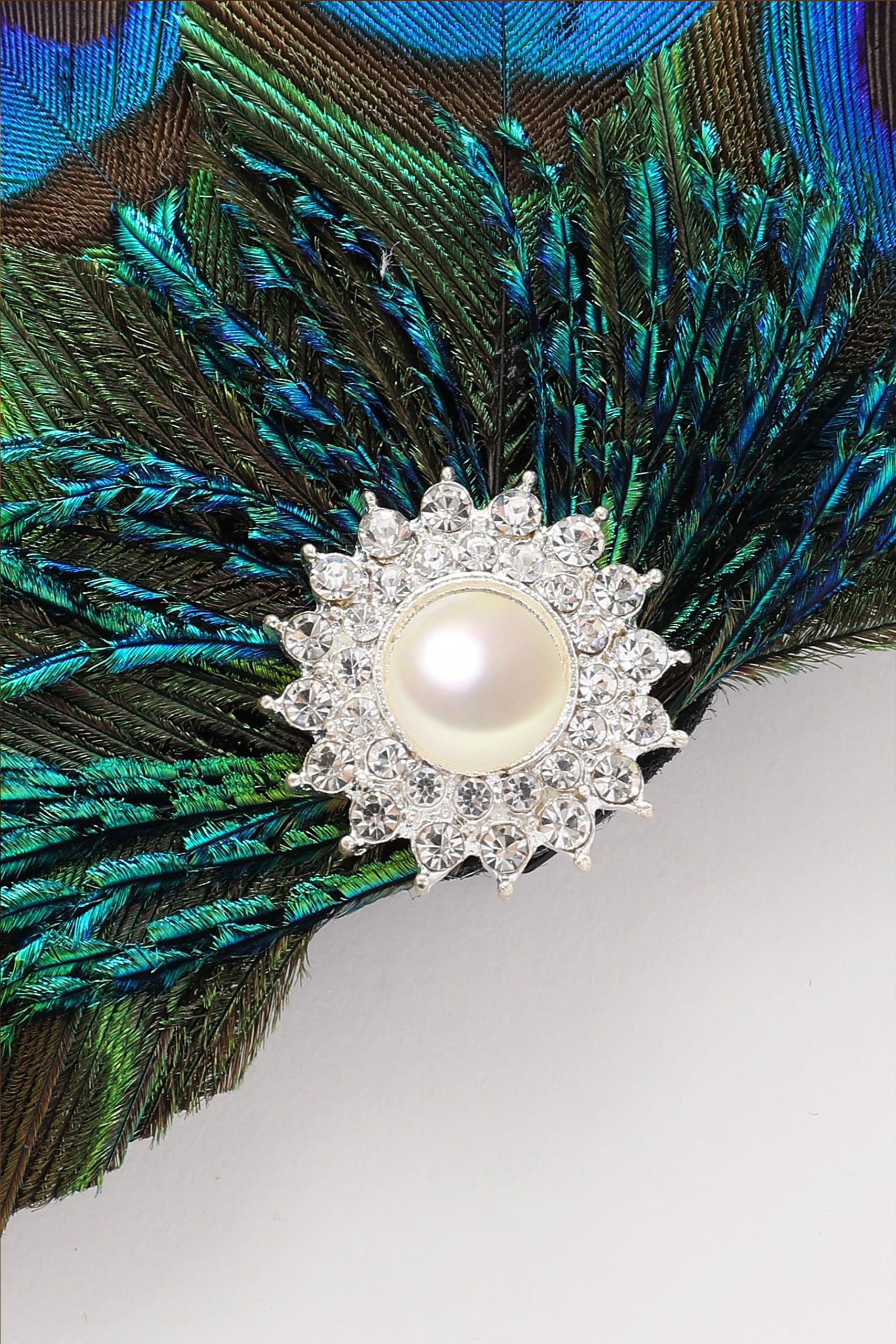 Tocado De Pavo Real Con Diamantes De Imitación | Accesorio Años 20 Para Bodas, Fiestas Gatsby Y Kentucky Derby