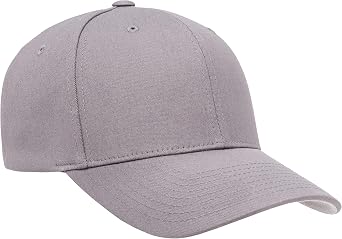 Flexfit Unisex Cotton Twill Fitted Baseball Cap, Grey, Small-Medium