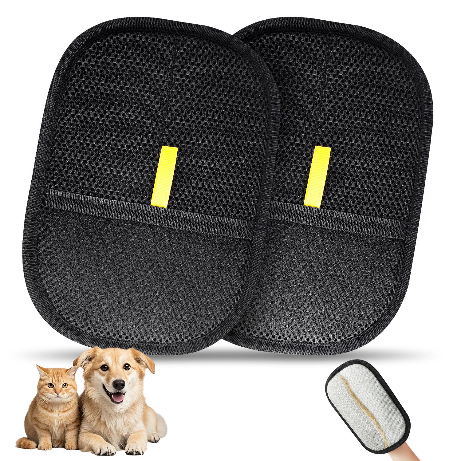 INABULETWO 2 Pcs Pet Hair Removal Glove, Reusable Cat Dog Electrostatic Hair Remover Grooming Glove Brush Tool