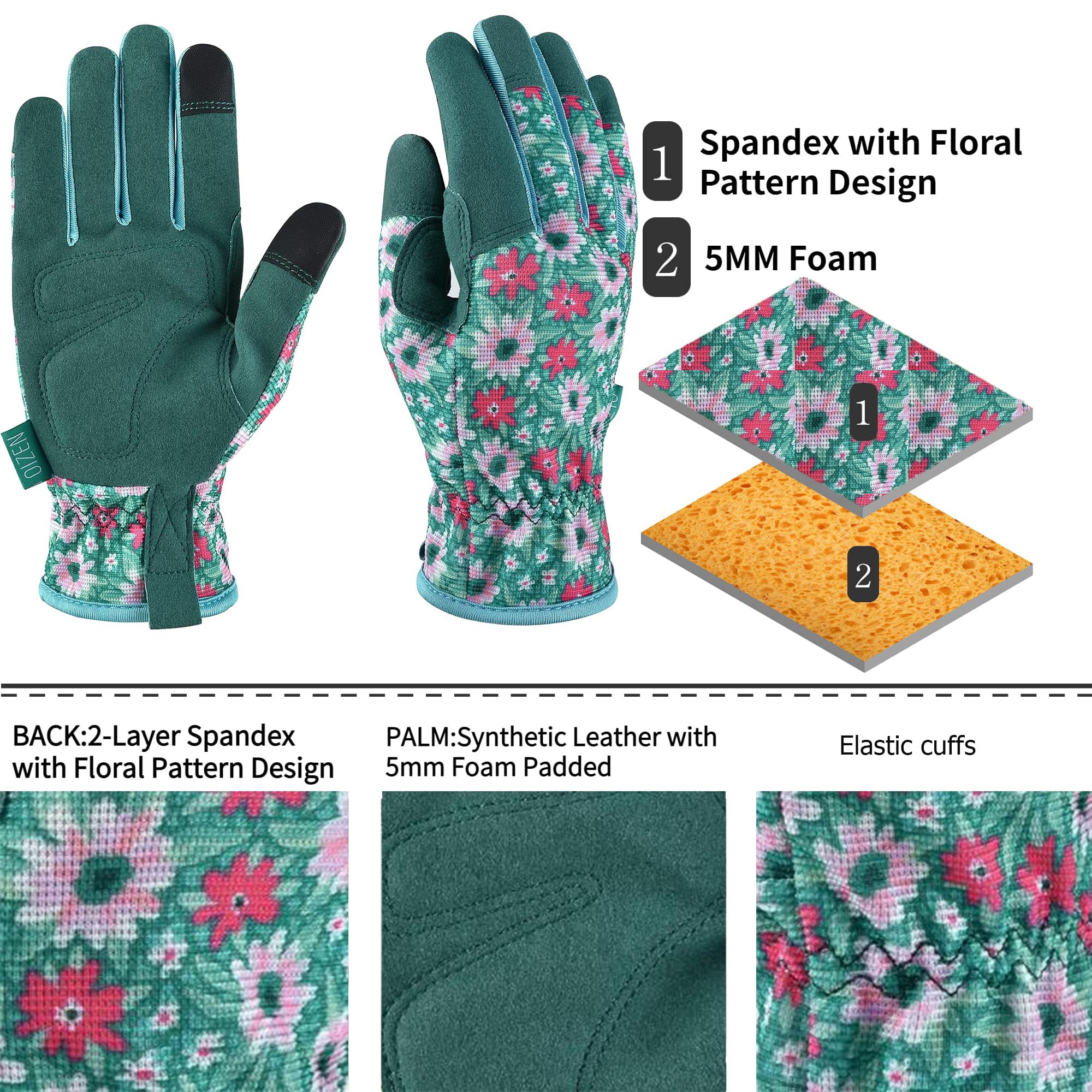 OIZEN Gardening Gloves for Women and Men Garden Gloves with Touch Screen, Thorn Proof Puncture Resistant Working Gloves - Image 4