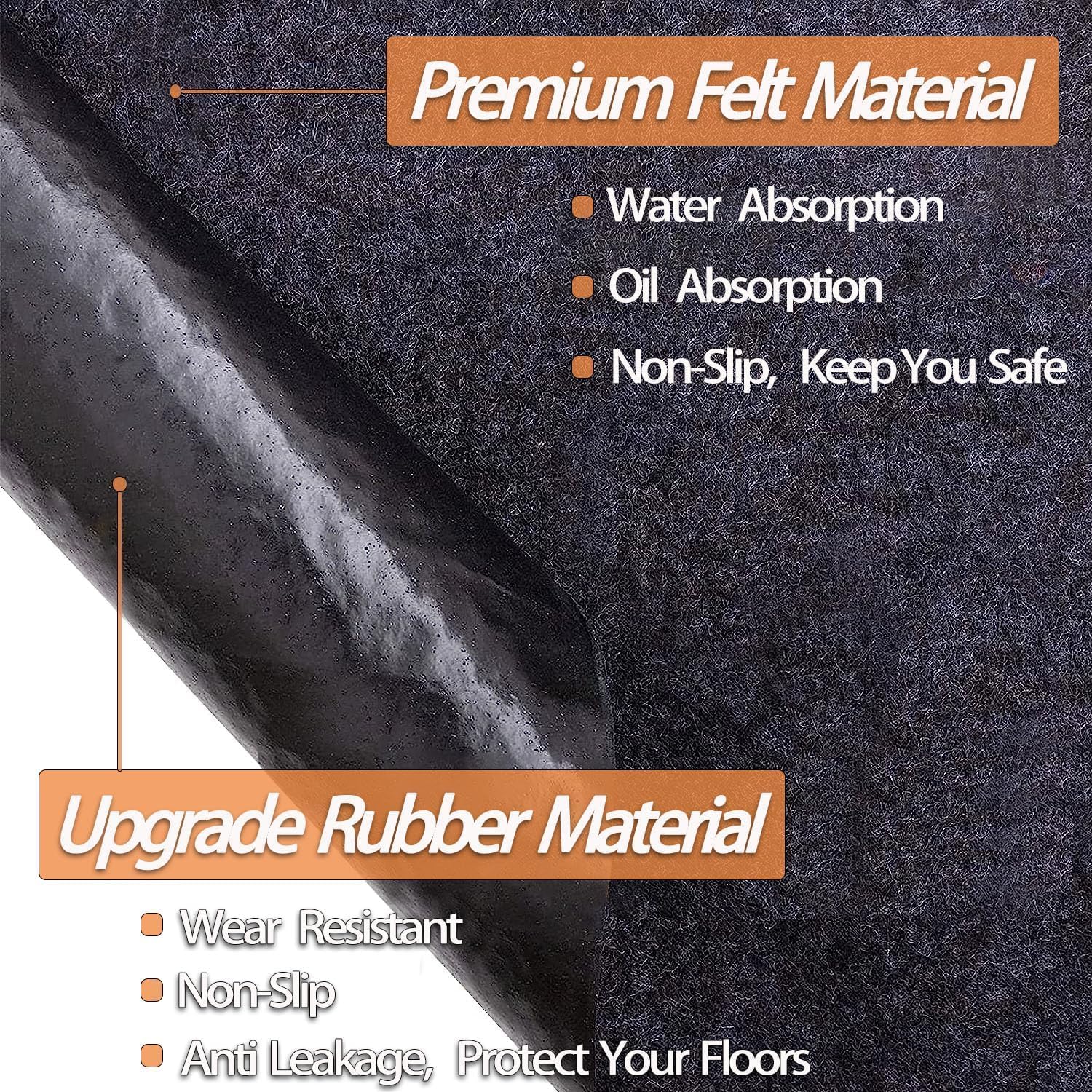 17 x 7.4 FT Garage Floor Mat for Under Cart, Oil Spill Mat with Weather backing, Garage Flooring and Floor Protection for Garage, Garage & Shop Floor & Parking mats, Reusable, Washable, Protects Floor