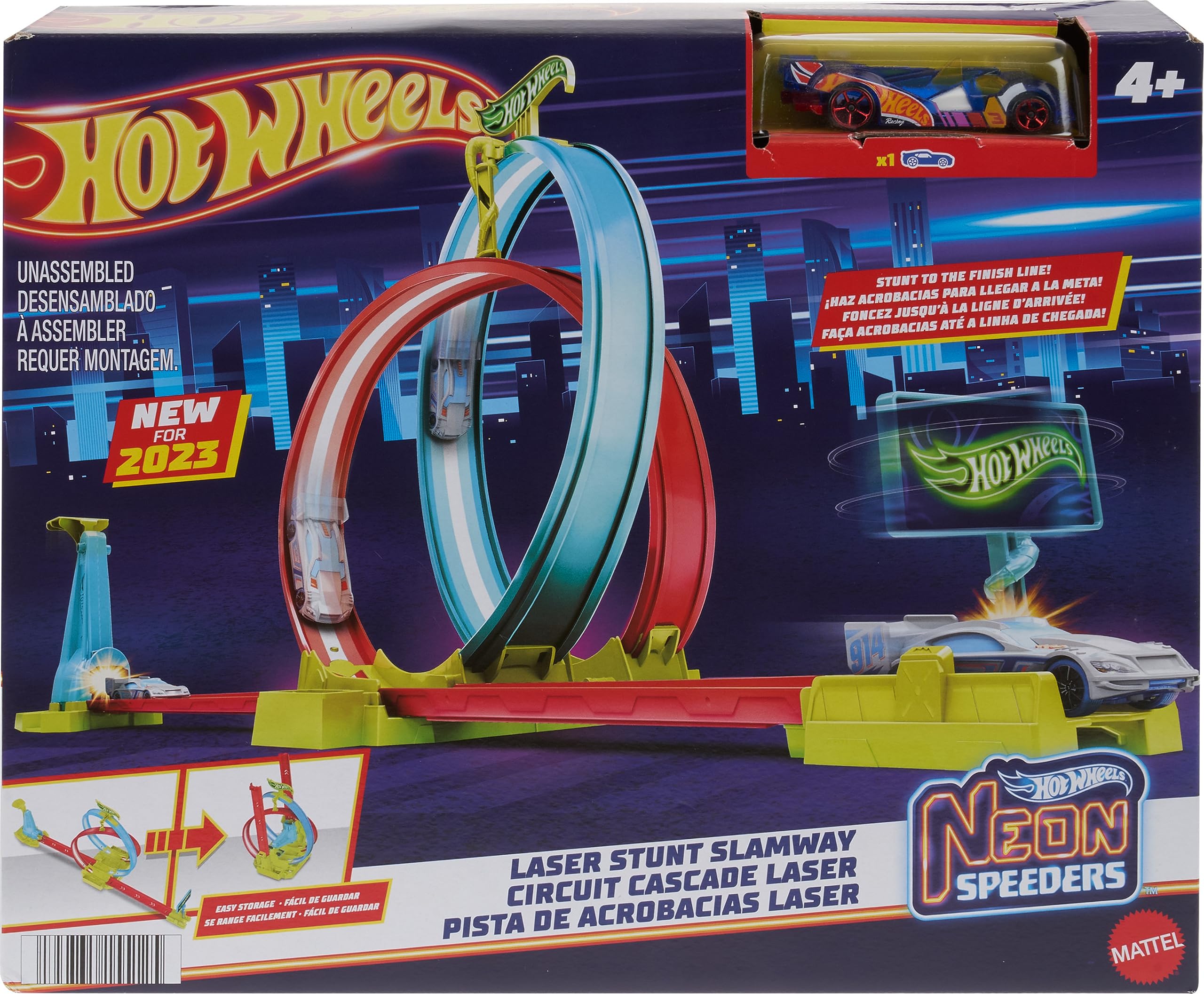 Hot Wheels Neon Speeders Razor Stunt Playset [Playset With 1