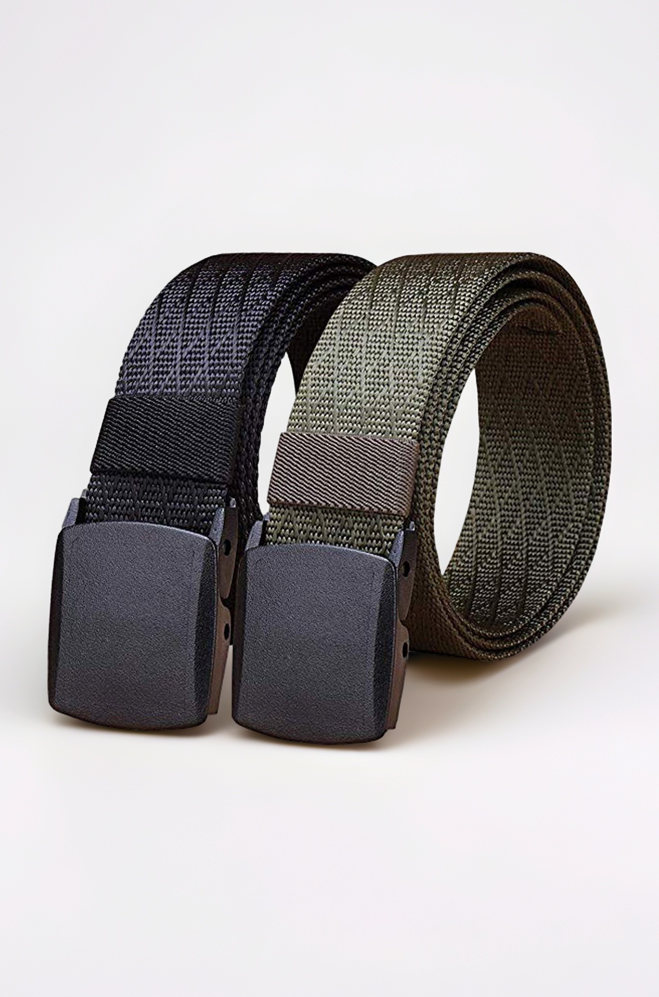 Unisex Nylon & Canvas Waist Belt (BLT064_02_Black & Green)
