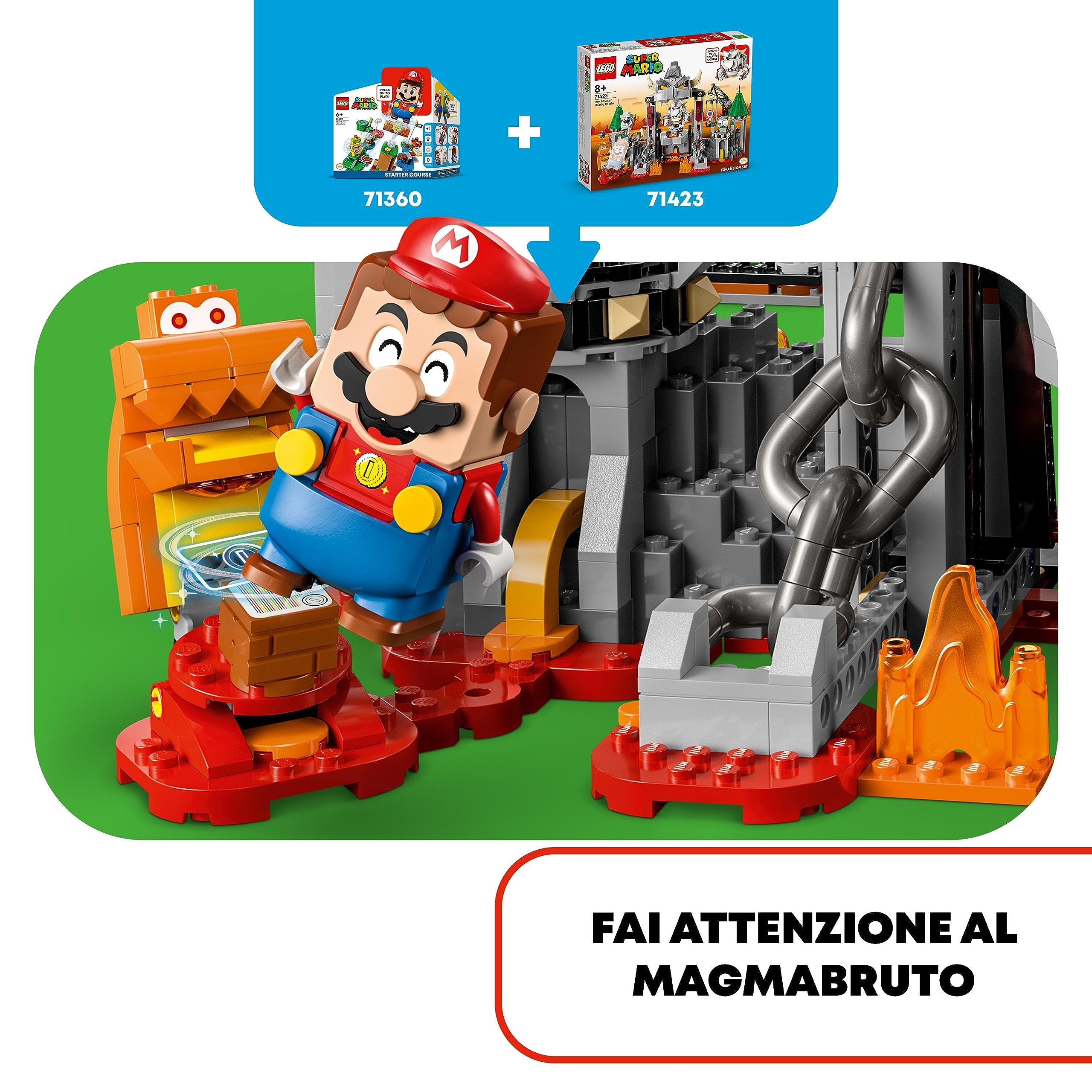 LEGO Super Mario Pack di Espansione Battaglia al Castello di Skelobowser con 5 Personaggi tra cui Toad Viola, Piantosso Piranha Ossea e il Goombosso, Giochi per Bambini e Bambine da 8 Anni 71423