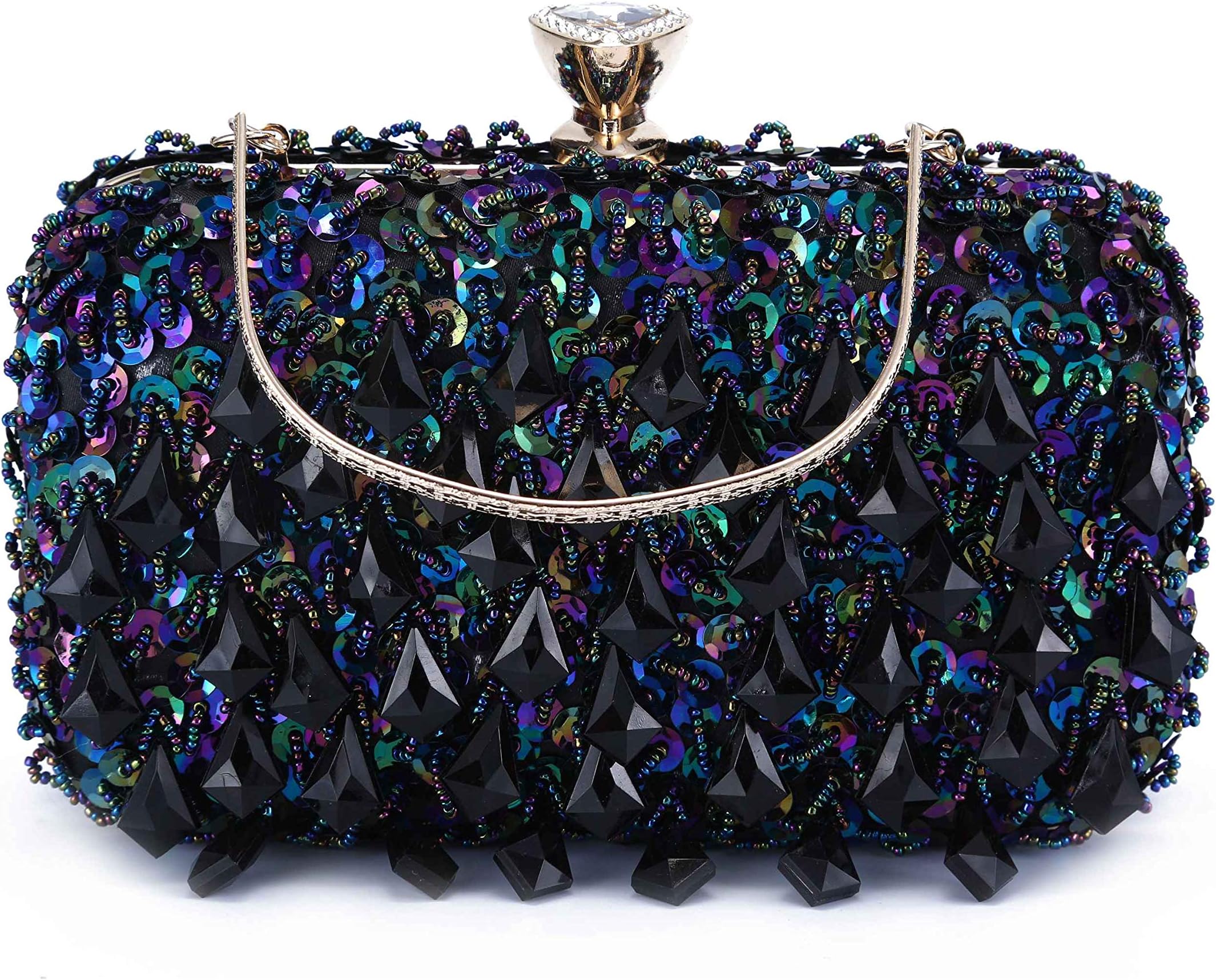 Women Wedding Clutch Rhinestone Bling Sequin Evening Bags Vintage Crystal Beaded Cocktail Party Party Purse