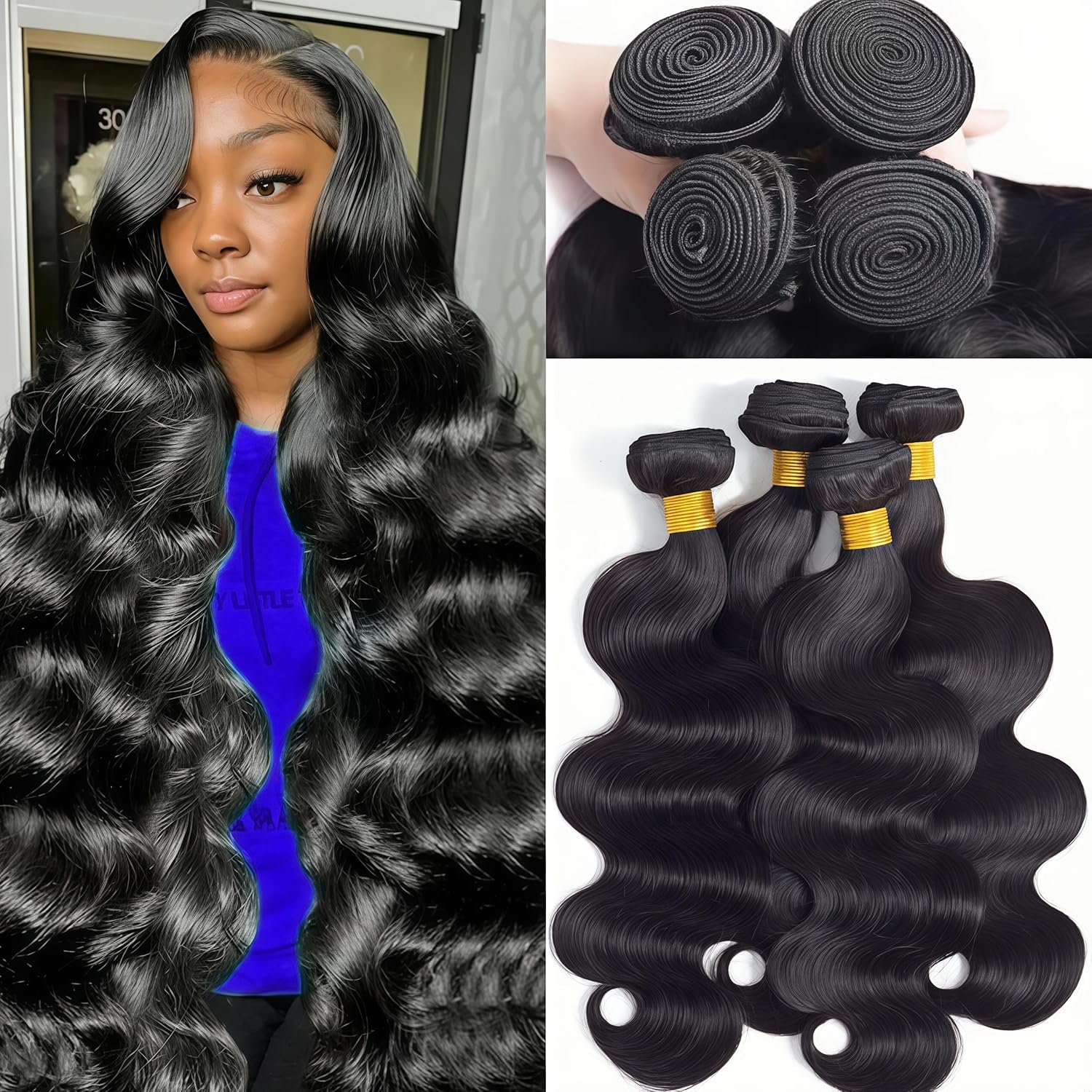Human Hair Bundles 24 24 24 Inch 12A Body Wave Bundles Human Hair 100 Percent Unprocessed Brazilian Weave Bundles Human Hair Extensions For Black Women Natural Color