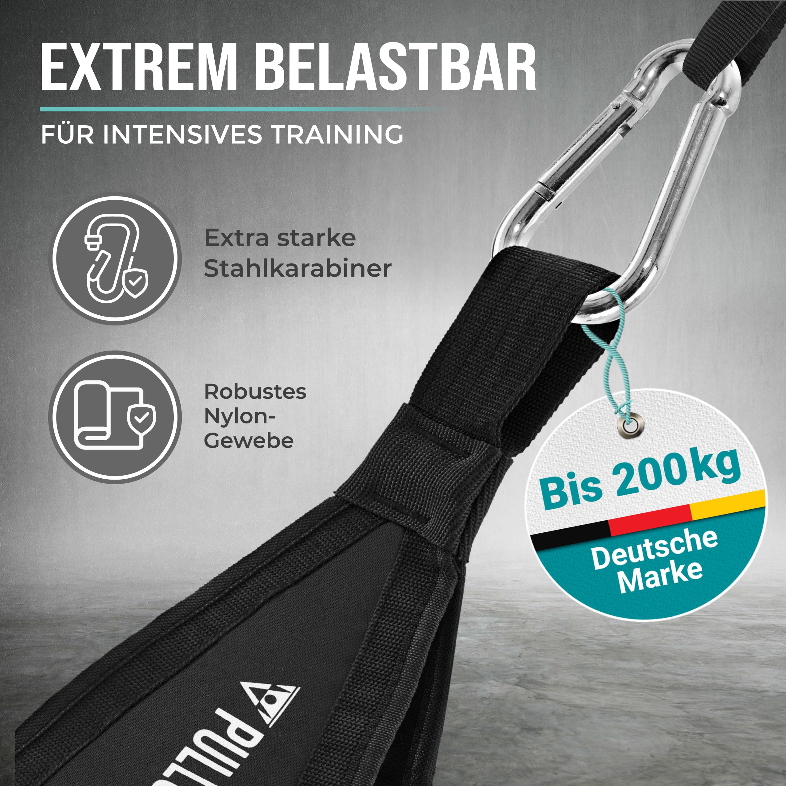 PULLUP & DIP Bauchmuskelschlaufen Armschlaufen für Bauchtraining, Klimmzugstange Schlaufen Bauchtrainingsschlaufen für Tür Reck und Turnstange, 2er-Set Karabinerhaken als Ab Straps