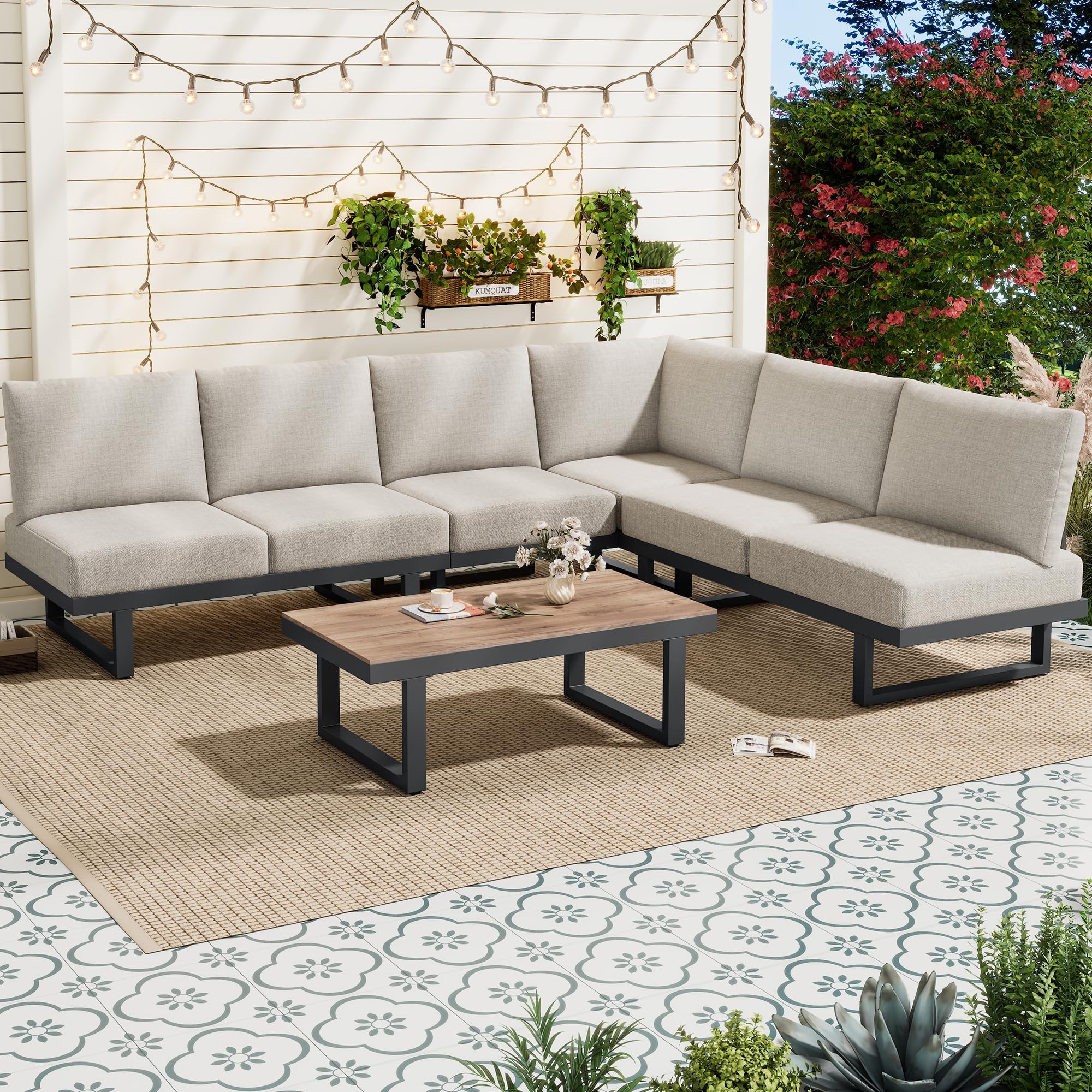 Huayz Gartenmöbel Set Mit Sofa Und Tisch - Outdoor Lounge Mit Verstellbarer Liegefunktion