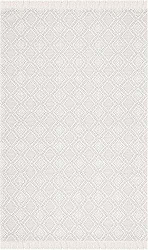 Miniatura 3 de SAFAVIEH Natura Collection - Alfombra de área de 5 x 8 pies, color marfil, lana hecha a mano, ideal para zonas de alto tráfico en sala de estar,