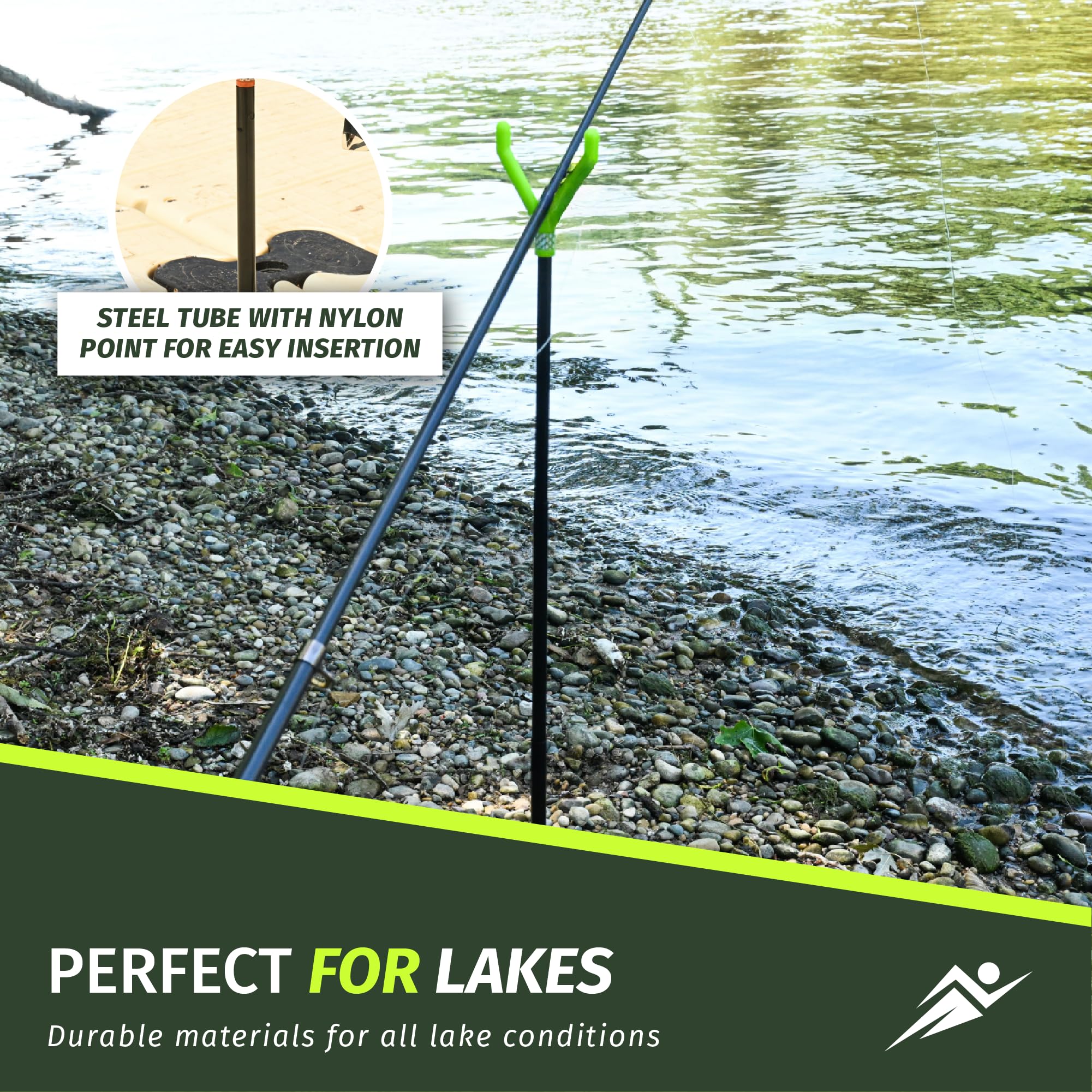 'Fishin' Stix Trident – Supports de canne à pêche télescopiques – Extensible de 30,5 à 76,2 cm, capacité de 22,7 kg et plus, support de canne à sable pour pêche au surf, pêche en berge, cannes à