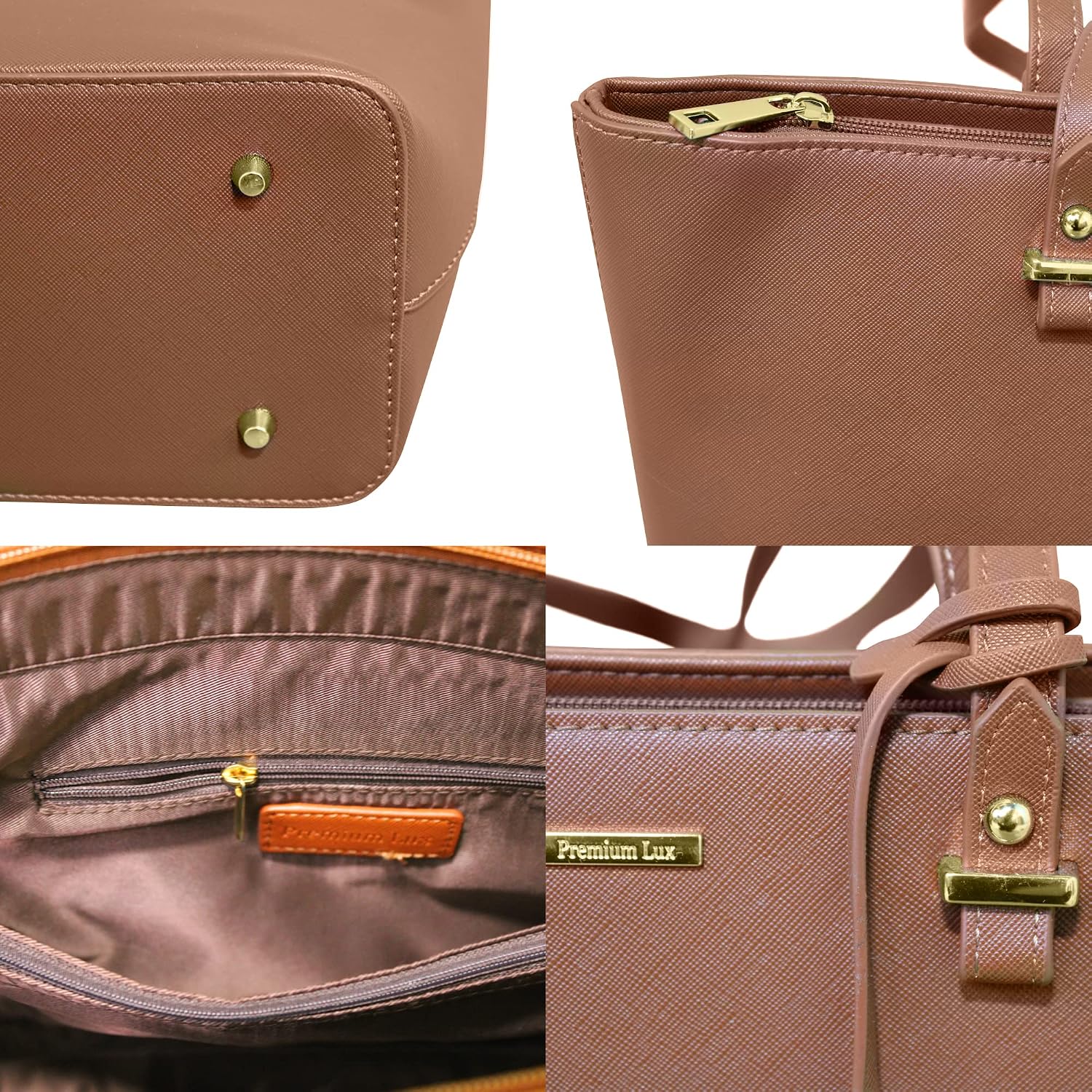 Shoulder bag, Crossbody Bag & Wristlet Wallet(Set of 3-Pure Black) Synthetic Leather Zipper Bag. (Lugagge Brown)