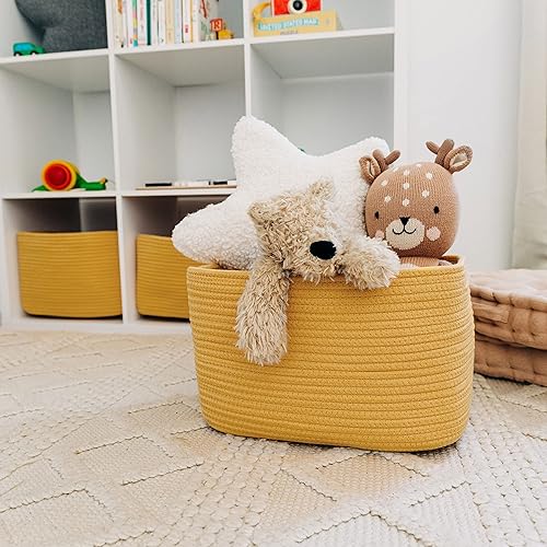 Miniatura 54 de OrganiHaus - Juego de 3 canastas con diseño de arcoíris para almacenamiento, canastas tejidas para organización, decoración pastel, guardar