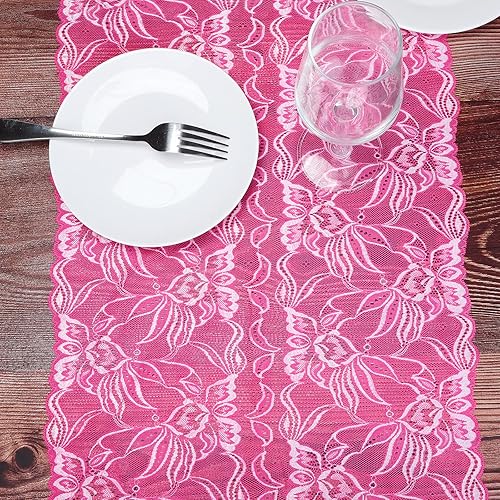 Miniatura 2 de mookaitedecor Camino de mesa de encaje floral de 13 x 53 pulgadas, cubierta de mesa bordada para Navidad, Acción de Gracias, boda, fiesta,