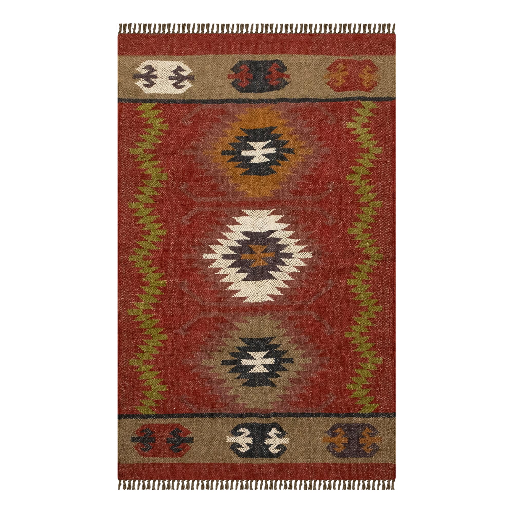 Tapis Kilim tissé main en laine et jute de qualité supérieure 3x5 m pour grand trafic