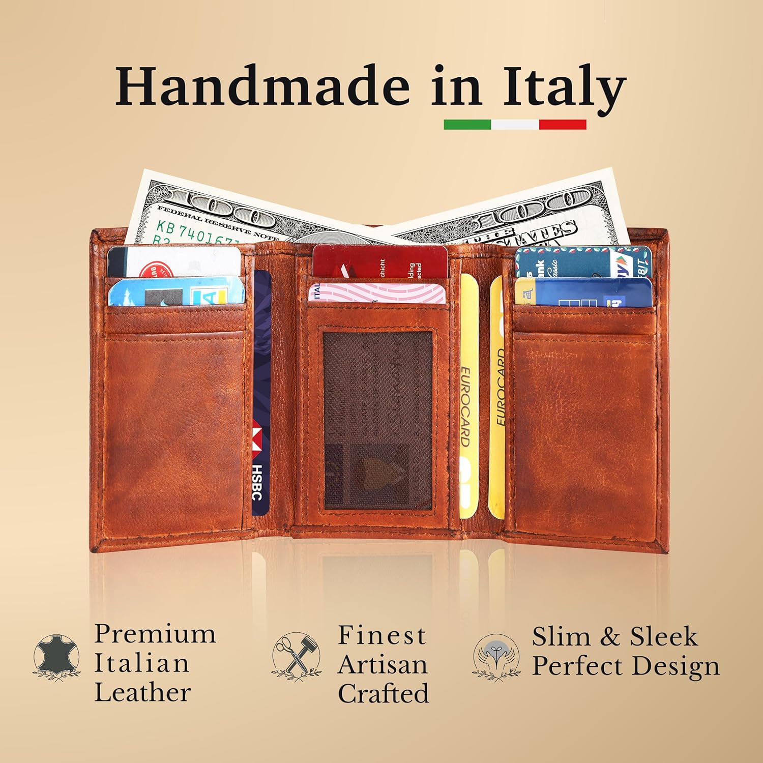 CALGARI® Italian Luxury Leather Wallets For Men | Trifold - Image 2