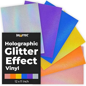 Permanent Glitter Vinyl for Cricut, 6pk, 12 x 11 Inch, Multicolor