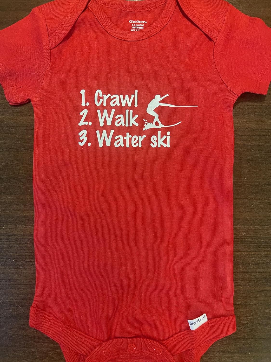 crawl walk water ski baby onesie ® skiing infant one piece shower gift