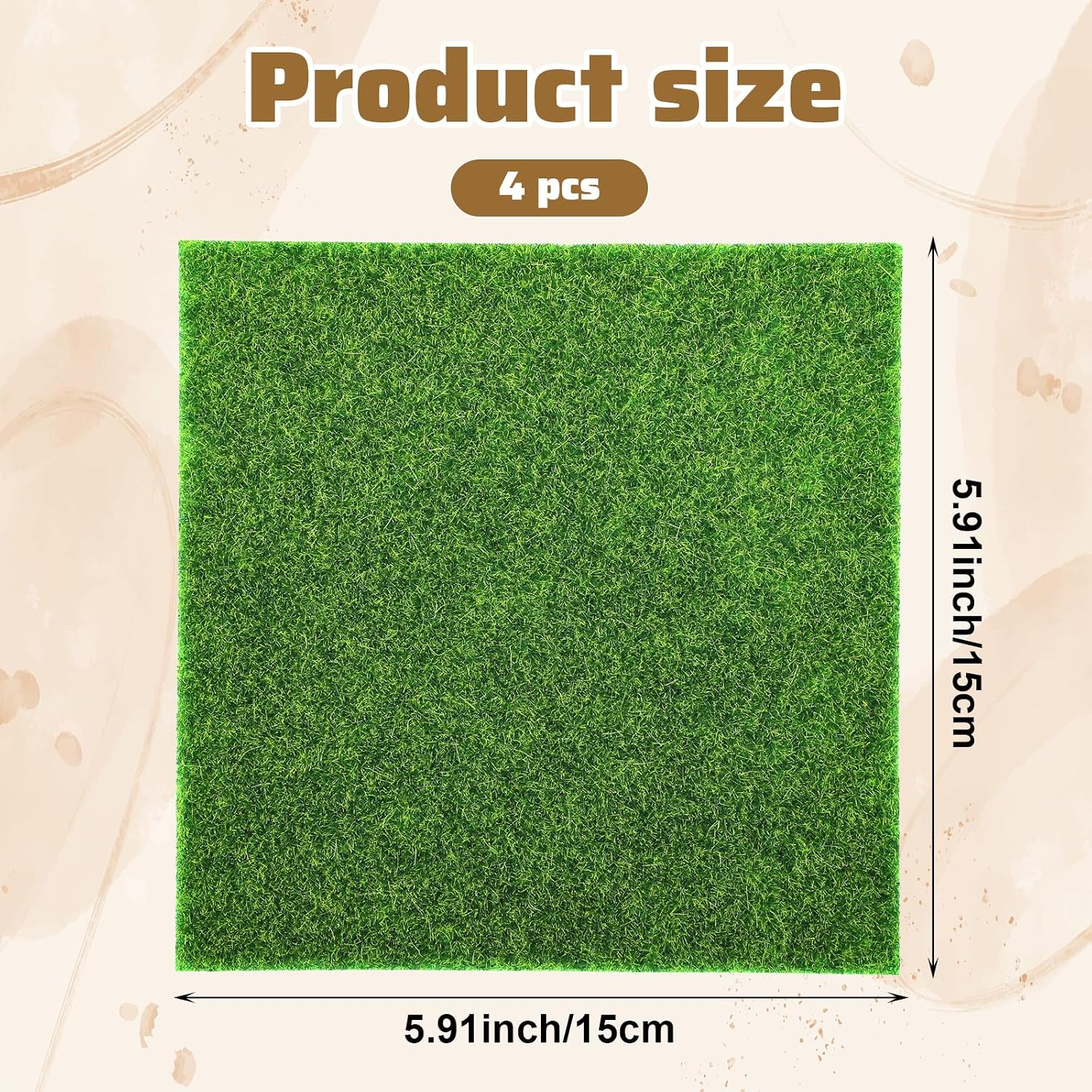 Bremorou 4 pcs Fake Grass Artificial Grass for Crafts Miniature Garden Decor Artificial Garden Grass for Miniature Garden Dollhouse Ornament DIY DecorationTurf Decoration Fake Grass Decor 6x6 Inches