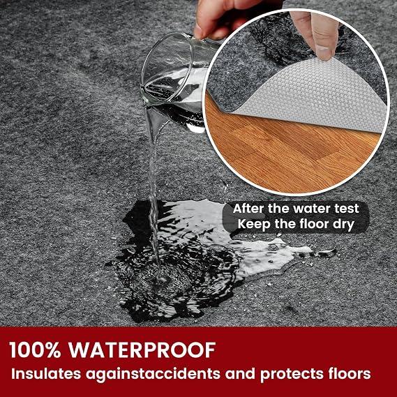 Waterproof Rug Pad, 6x9 ft Area Rug Non-Slip Carpet Pad, Non-Slip Rug Pads for All Floors and Finishes, Felt Pad for Hardwood Floors, Keeps Carpets in Place Soft and Safe