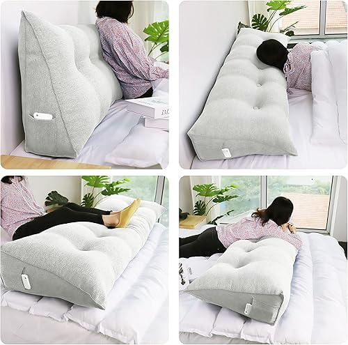 Miniatura 3 de Almohada de cuña triangular para cabecero de cama, almohada de cuña para cama de descanso, almohada de lectura, relleno de hueco, cojín de espalda