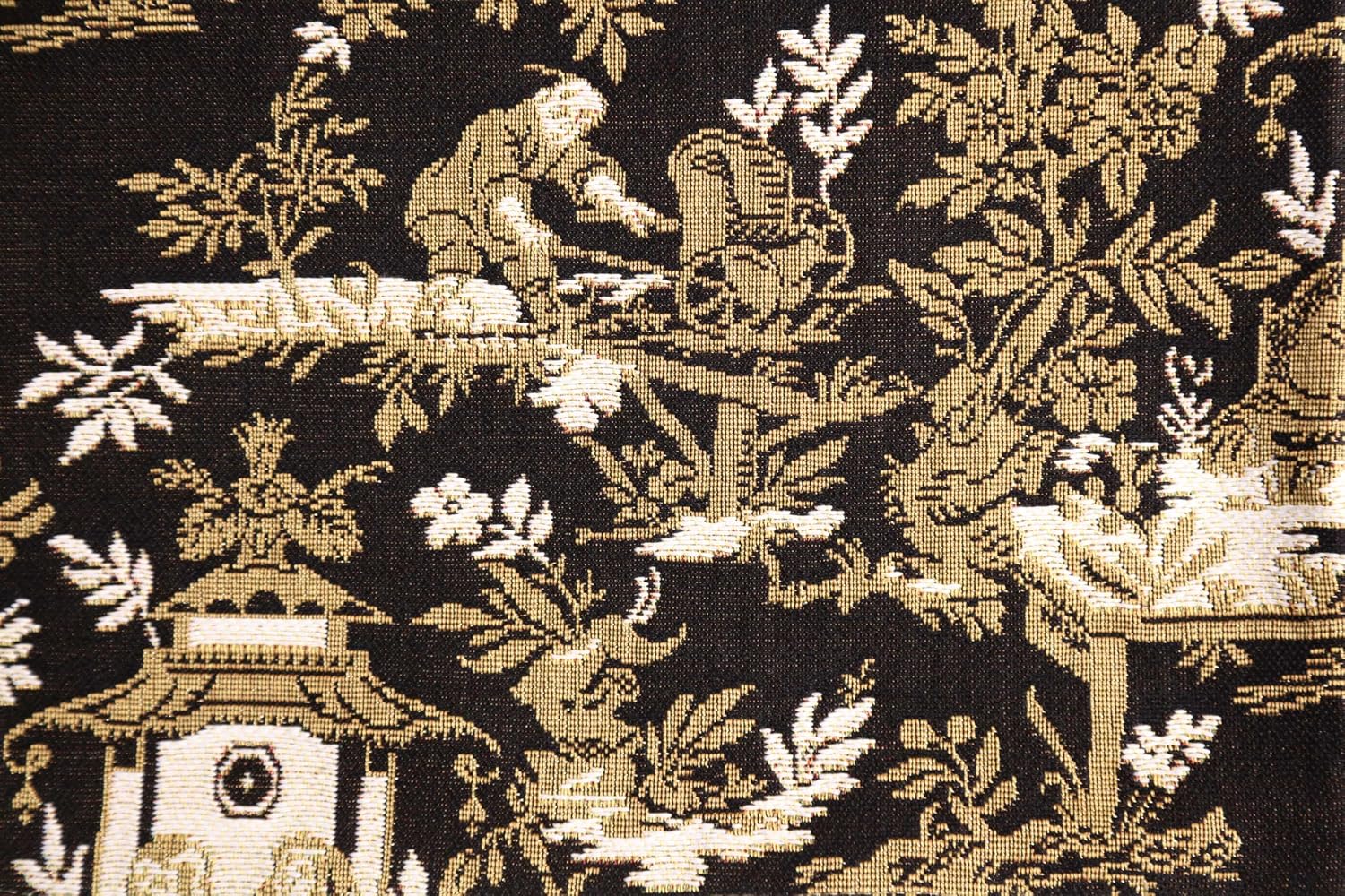 The Chinese On A Wheelbarrow Kiosk Black French Tapestry Cushion - 19 in. x 19 in. Cotton by Charlotte Home Furnishings
