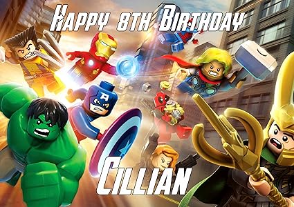 Lego Ironman The Avengers Thor Loki Carte D Anniversaire Personnalisee Avec Votre Prenom Et Age Amazon Fr Fournitures De Bureau