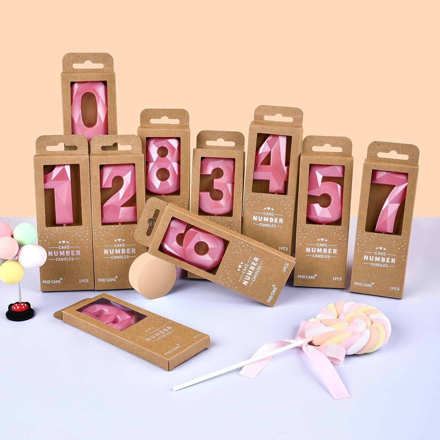 PHD CAKE 2.76 Inch Crystal Pink 6 Number Birthday Candles, Pink Number Candles, Cake Number Candles, Party Celebration image 5