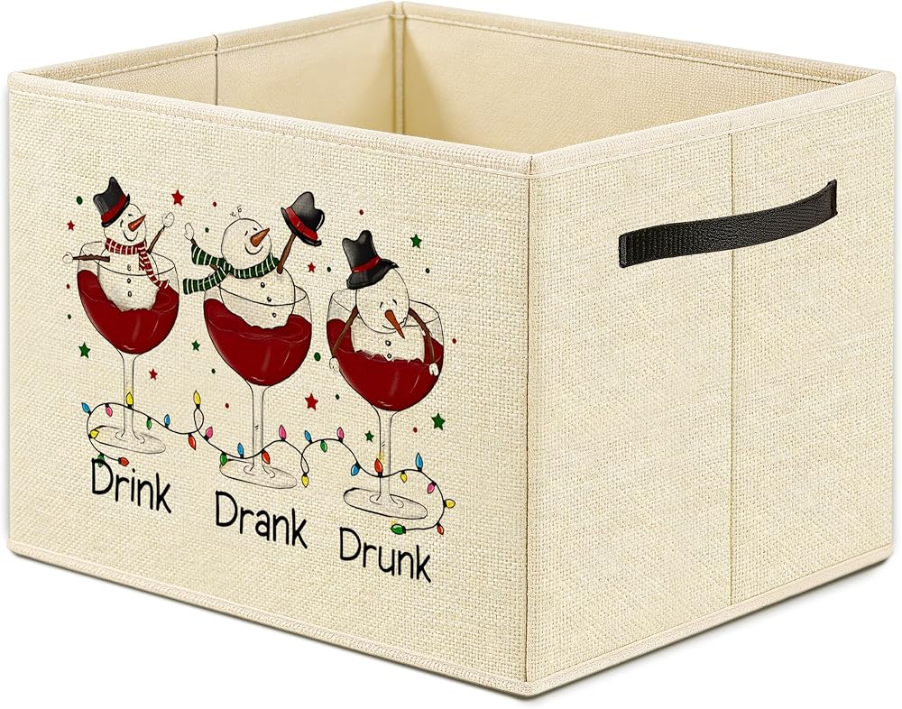 Christmas Snowman Wine Foldable Storage Bin Box with Handles — 사진 1