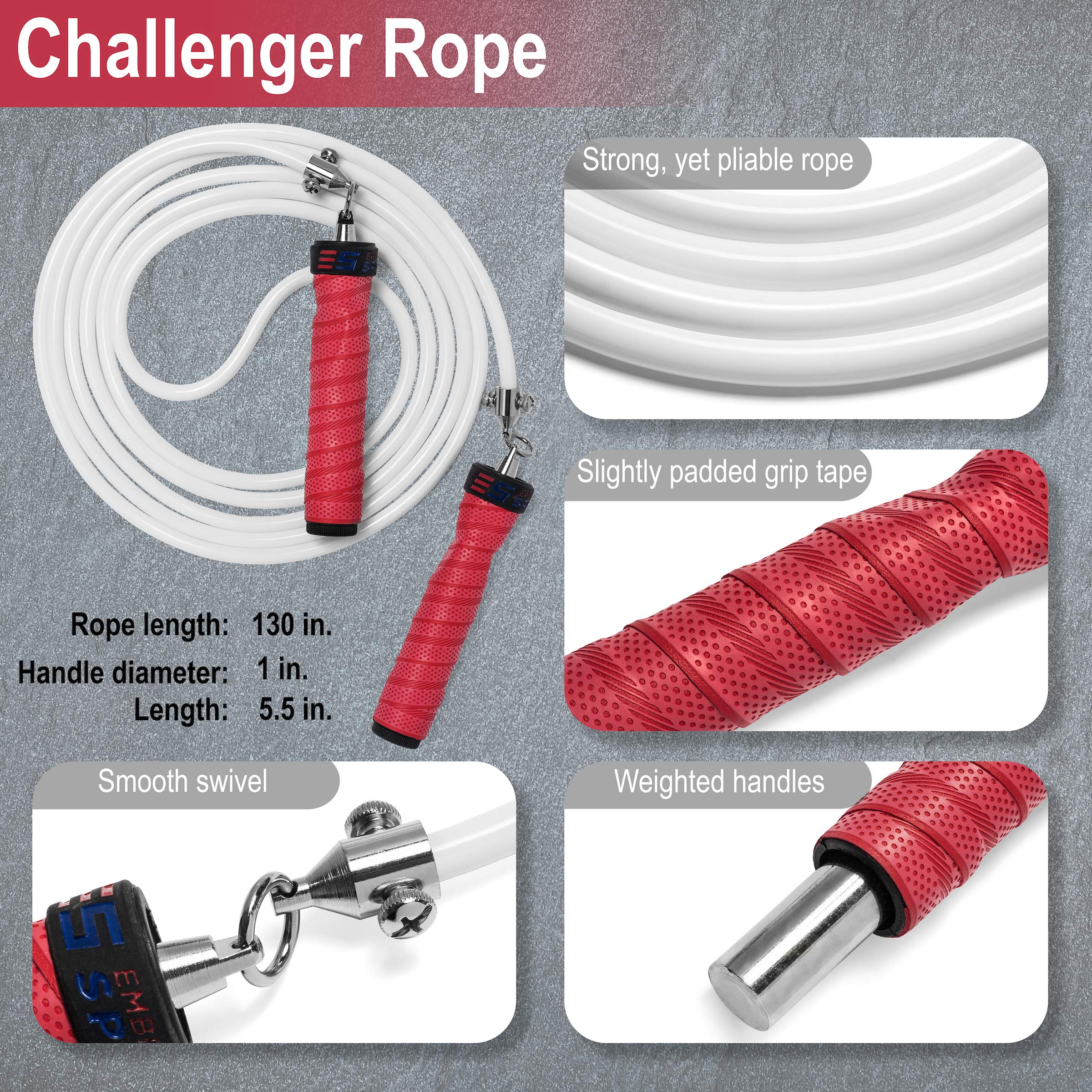 Buy The Challenger Rope 1lb Weighted Jump Rope for Men & Woman HIIT