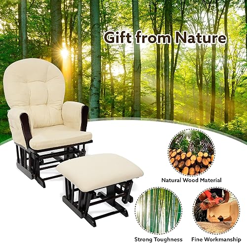 Miniatura 25 de Naomi Home Mecedora para bebé con otomana – Silla deslizante suave y silenciosa, respaldo alto y brazos acolchados para alimentación, muebles Gris