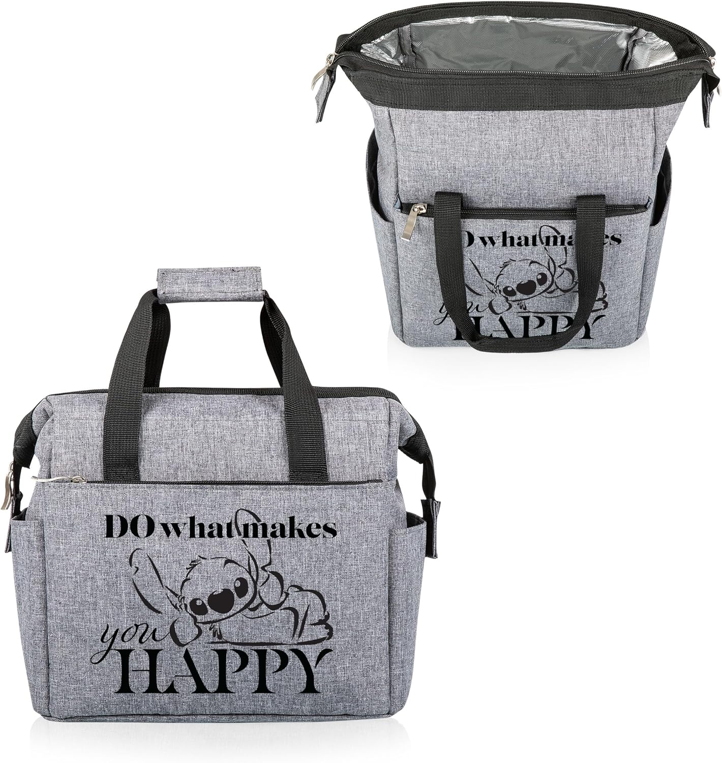 PICNIC TIME Disney Lilo & Stitch On The Go Lunch Bag Cooler, Soft Cooler Lunch Box, Insulated Lunch Bag, (Heathered Gray)