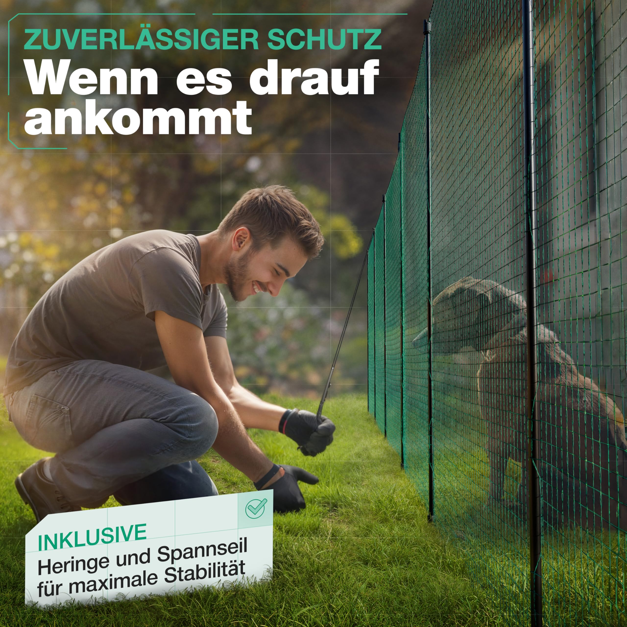 Smabix Mobiler Zaun zum Einstecken 20m x 90cm Komplett-Set Hundezaun Weidezaun Gartennetz