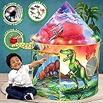 W&O Dinosaur Discovery Kids Tent with Roar Button, Dinosaur Toys and LED Lights - Epic Pop Up Tent for Boys & Girls - Perfect for Indoor & Outdoor Adventures