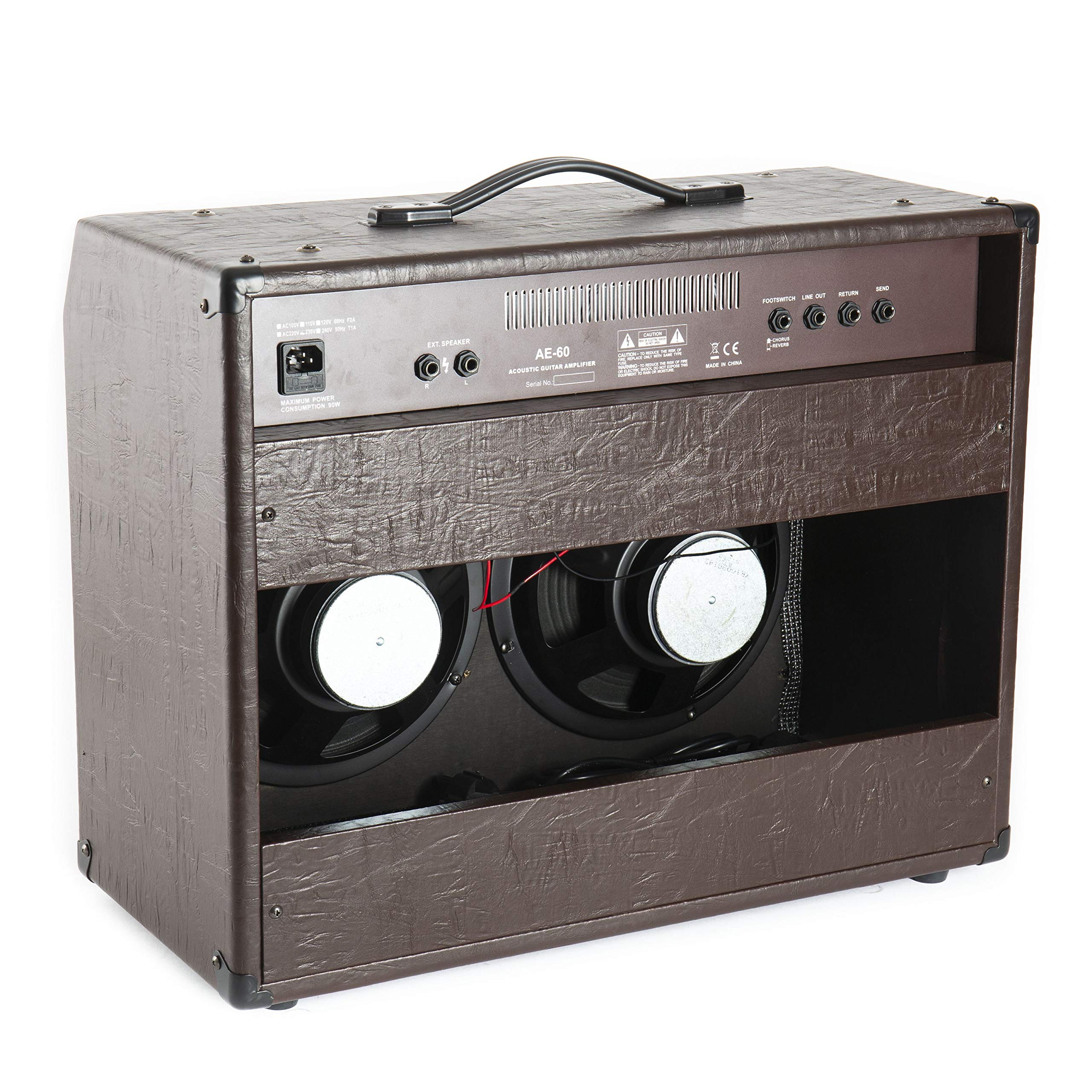 Fame AE-60 Akustik-Verstärker mit 60 Watt Leistung, 2 Kanäle für Gitarre und Gesang, Chorus, Reverb, CD-Input und globalem Equalizer