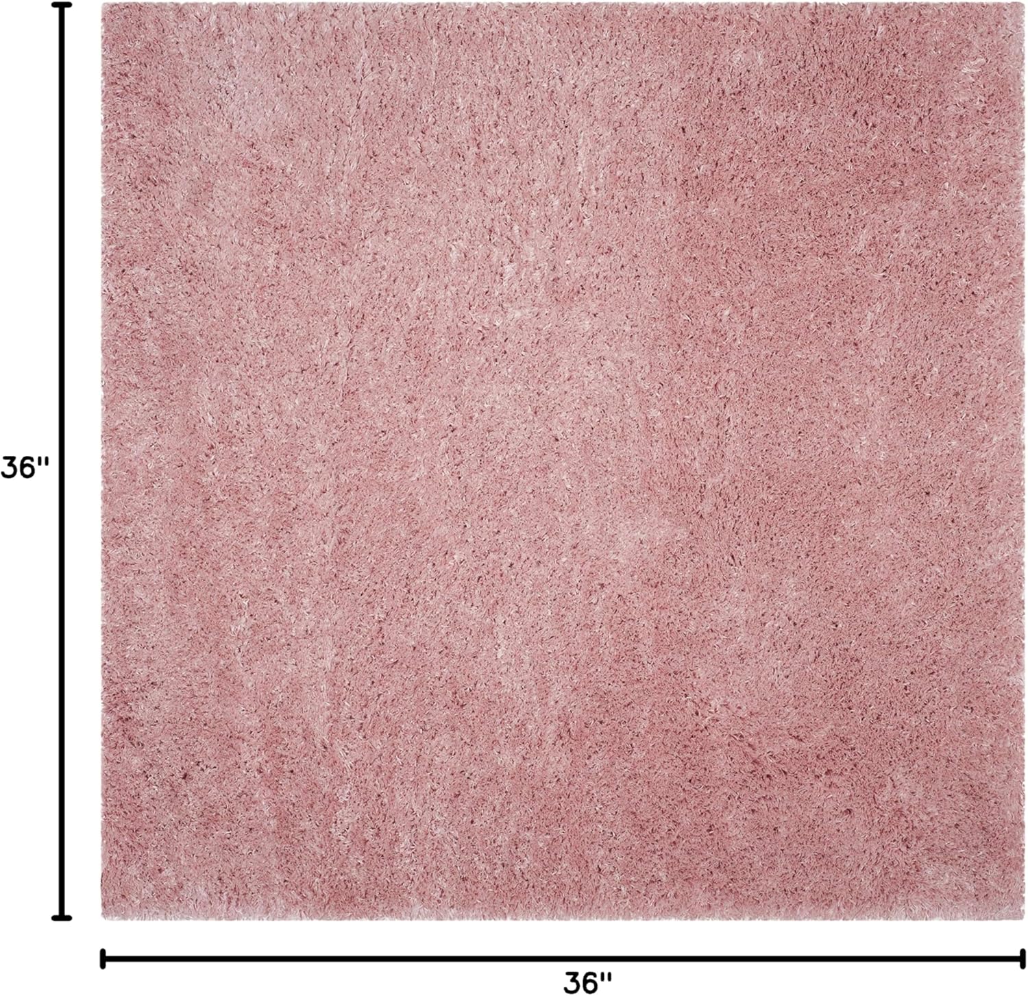 SAFAVIEH Polar Shag Collection Area Rug - 3' Square, Light Pink, Solid Glam Design, Non-Shedding & Easy Care, 3-inch Thick Ideal for High Traffic Areas in Living Room, Bedroom (PSG800P)