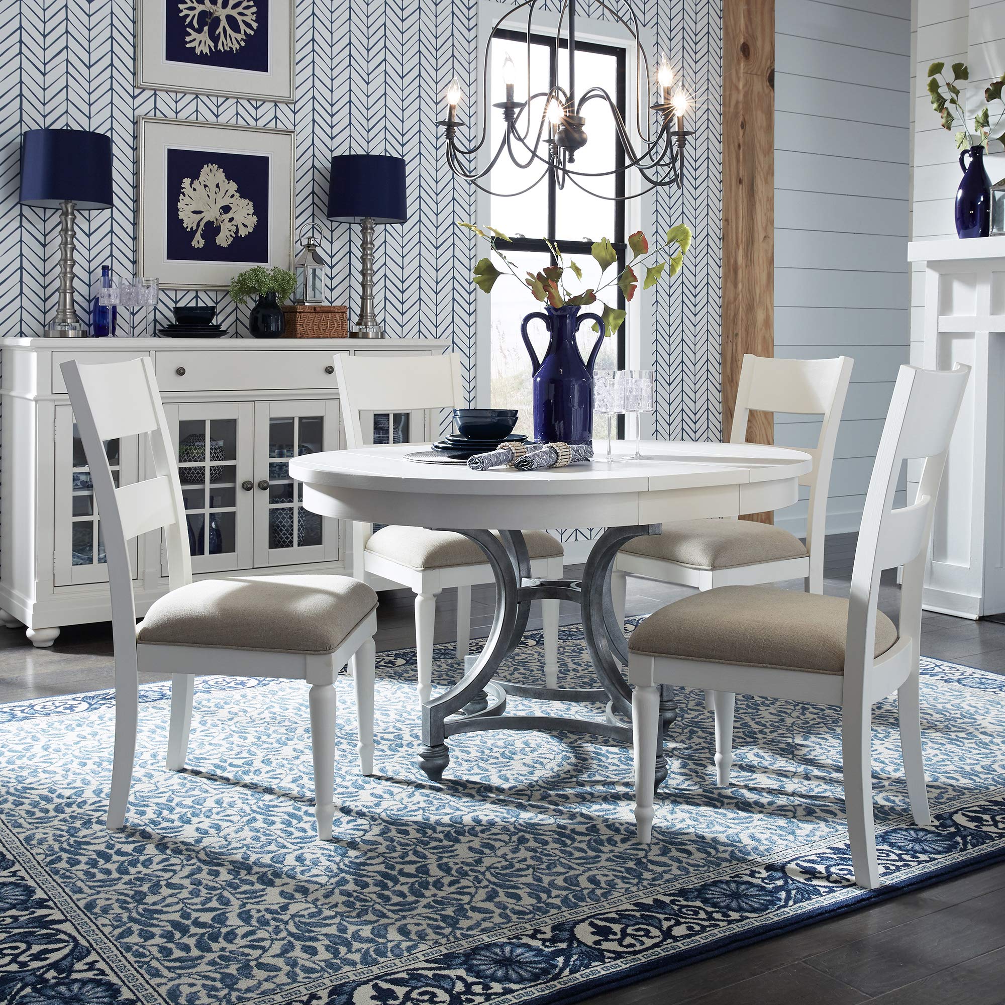 Liberty Furniture Industries Harbor View II Round Table Set, W42 x D54 x H30, Linen Finish