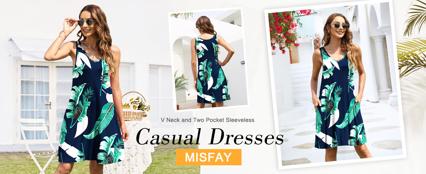 MISFAY Women's Summer Casual T Shirt Dresses Beach Cover up Tank Dress(Print  Green,XS) at Amazon Women's Clothing store