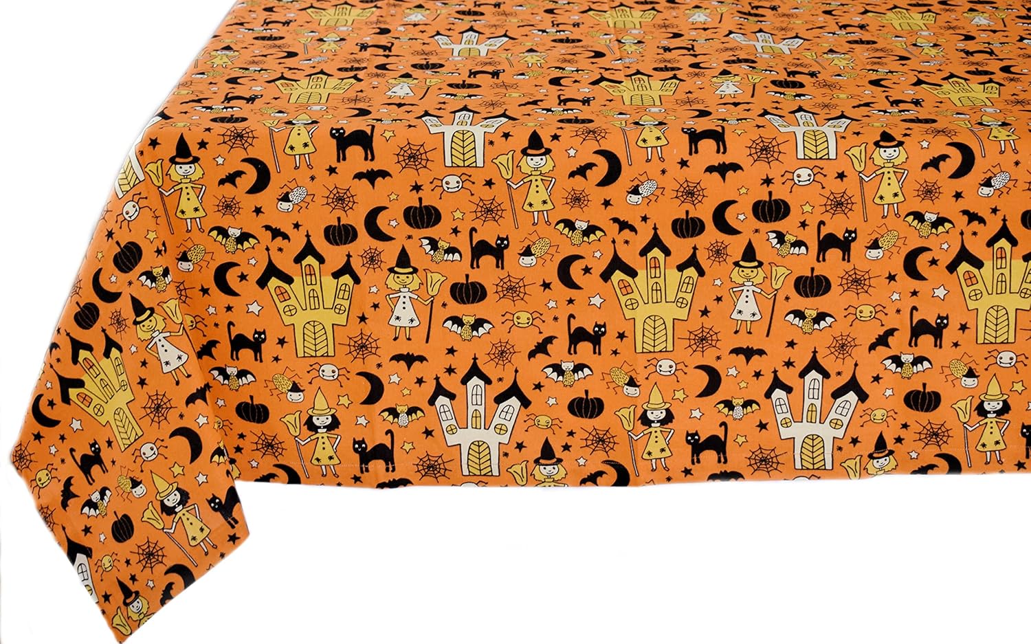 Yourtablecloth 100% Cotton Tablecloth –for Home, Restaurants, Cafés – Be it for Everyday Dinner Picnic or Occasions Like Halloween and Thanksgiving (Witch, 52x52 Square)