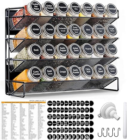 UVIAHOMI Magnetic Spice Rack Organizer for Refrigerator with 28 Spice