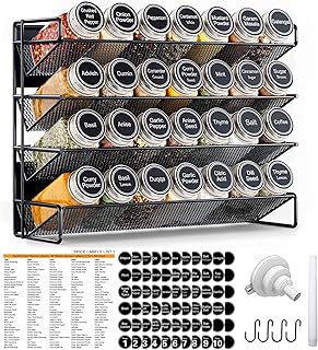 UVIAHOMI Magnetic Spice Rack Organizer for Refrigerator with 28 Spice Ja...