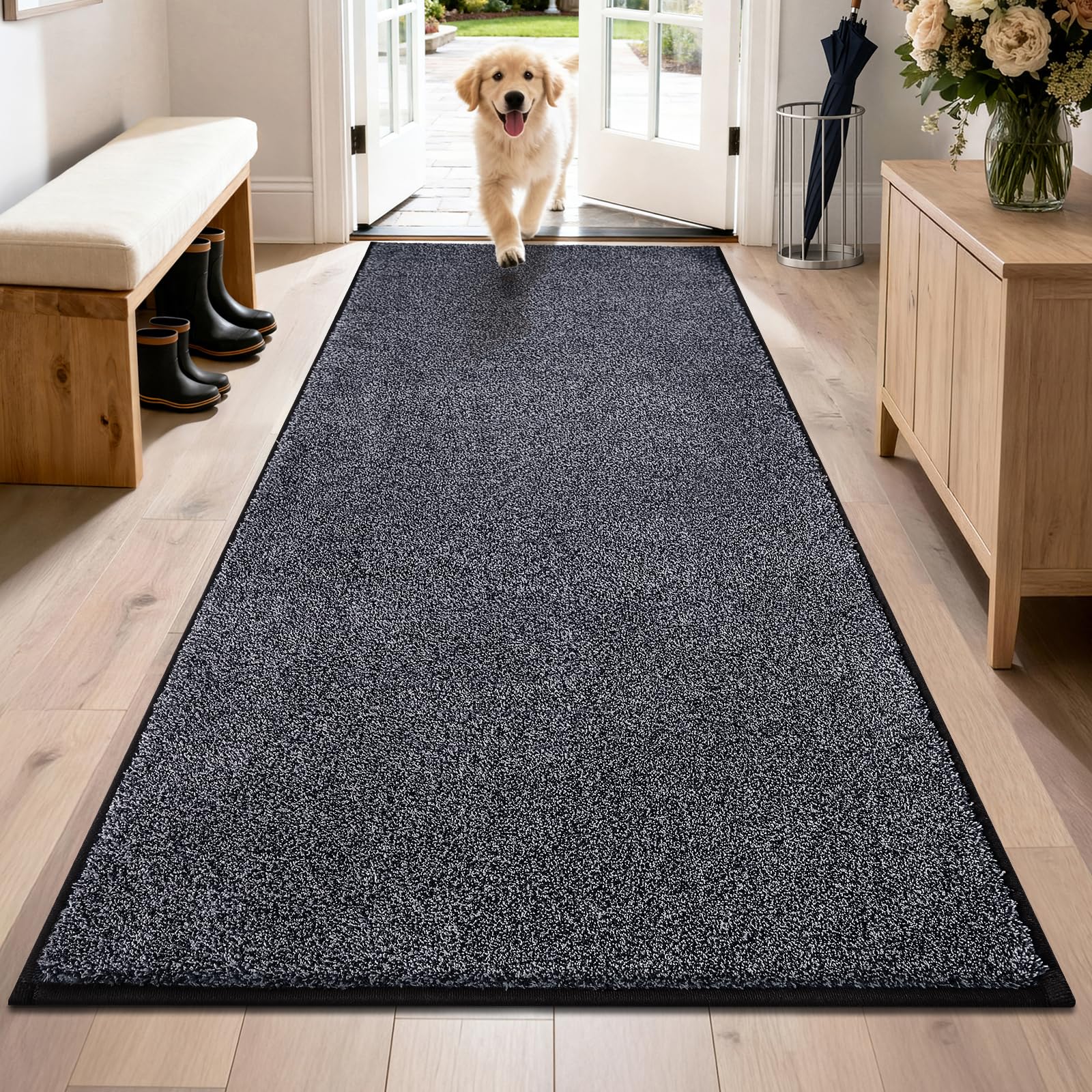 PURRUGS Dirt Trapping Door Mat 31.5" x 70", Non-Slip Machine Washable Entryway Rug, Dog Doormat, Indoor Front Door Mat, Super Absorbent Entry Rug for